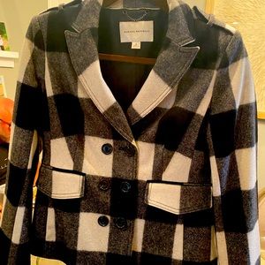 Black and white checkered wool coat